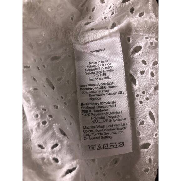 Madewell Eyelet Tie Front Top Short Sleeve V Neck Soft White NWT Size Large - Picture 11 of 13